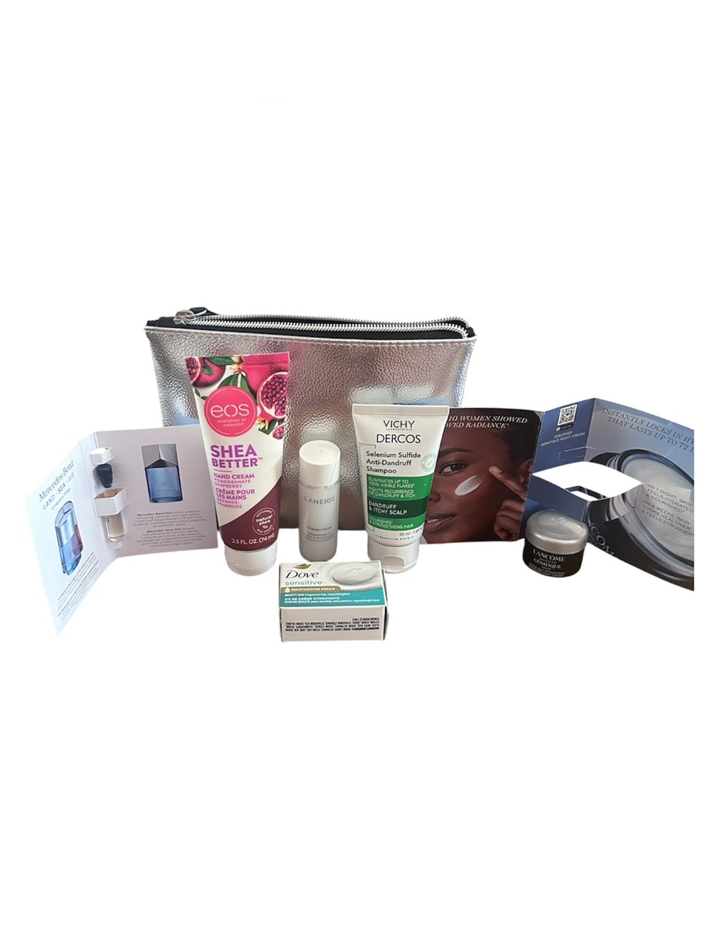 Silver Cosmetic Bag Bundle of 7 Items